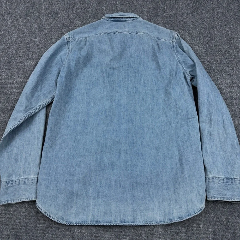 J.Crew Midweight Denim Workshirt Mens Small Light Wash Long Sleeve Utility BT744
